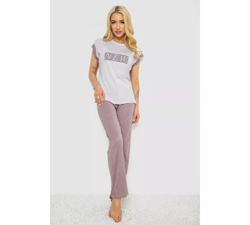 Піжама жіноча з принтом, колір сірий, 243R2115