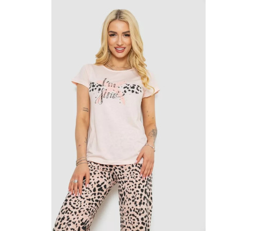 Пижама женская с принтом, цвет розовый, 243R7112.