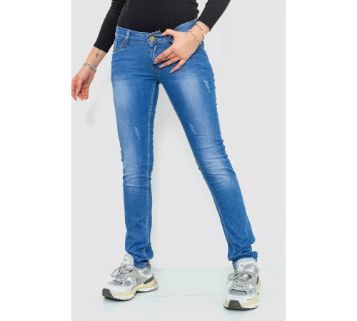 Джинси жіночі з потертостями, колір синій, 244RKL3305