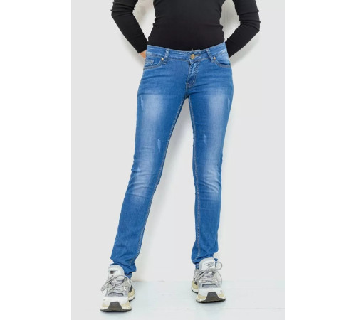 Джинси жіночі з потертостями, колір синій, 244RKL3305