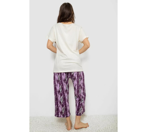 Жіноча піжама з принтом, колір молочний, 243R1602-002