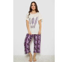 Жіноча піжама з принтом, колір молочний, 243R1602-002