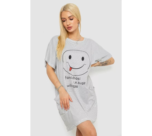 Ночная рубашка в полоску, цвет серо-белый, 238R15022-1.