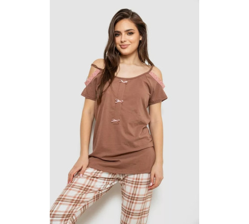 Піжама жіноча, колір коричневий, 243R1602-014