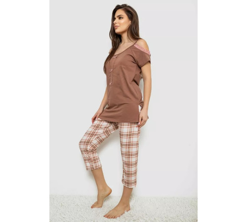 Піжама жіноча, колір коричневий, 243R1602-014