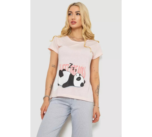 Пижама женская с принтом, цвет персиковый, 243R7057.