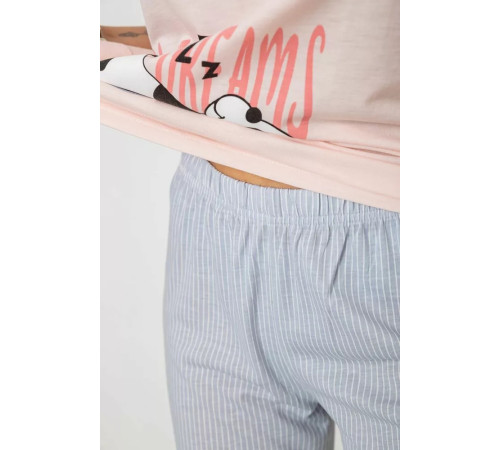 Пижама женская с принтом, цвет персиковый, 243R7057.