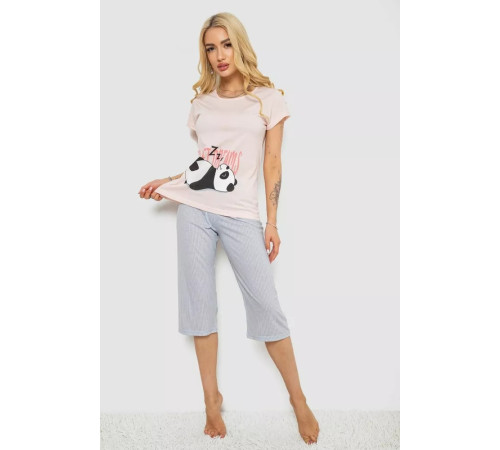 Пижама женская с принтом, цвет персиковый, 243R7057.