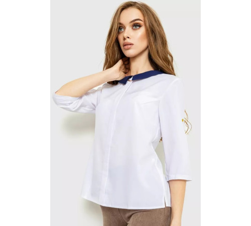 Блуза классическая, цвет бело-синий, 230R081.