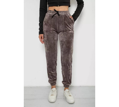 Брюки женские велюровые, цвет коричневый, 238R57862.