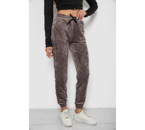 Брюки женские велюровые, цвет коричневый, 238R57862.