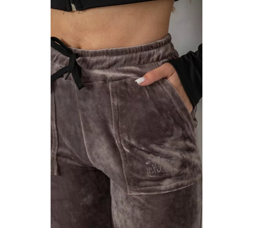 Брюки женские велюровые, цвет коричневый, 238R57862.