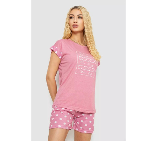 Піжама жіноча з принтом, колір пудровий, 243R2110