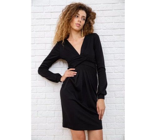 Мини-платье с V-образным вырезом, черного цвета, 167R050-2.