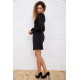 Мини-платье с V-образным вырезом, черного цвета, 167R050-2.