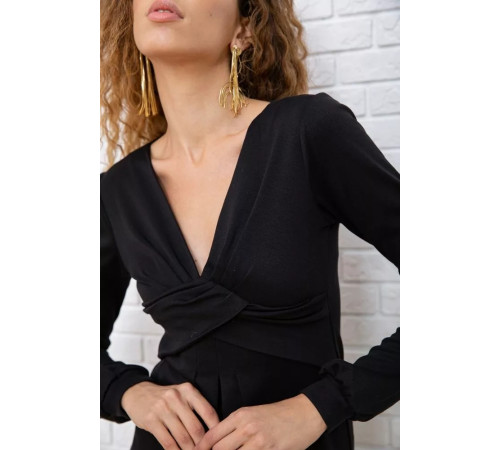 Мини-платье с V-образным вырезом, черного цвета, 167R050-2.