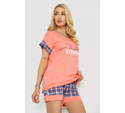 Пижама женская с принтом, цвет коралловый, 243R3043.