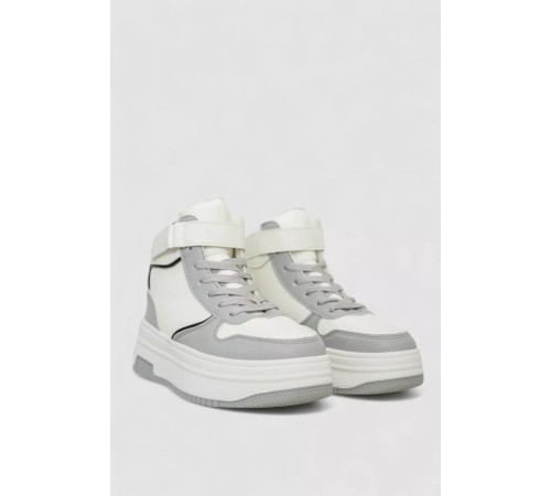 Кроссовки женские зимние на меху, цвет бело-серый, 248RAM04-86