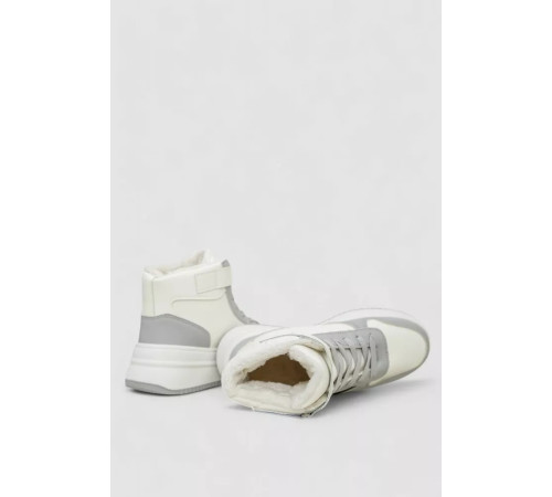 Кроссовки женские зимние на меху, цвет бело-серый, 248RAM04-86