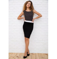 Короткое прямое платье, черного цвета в горох, 167R099