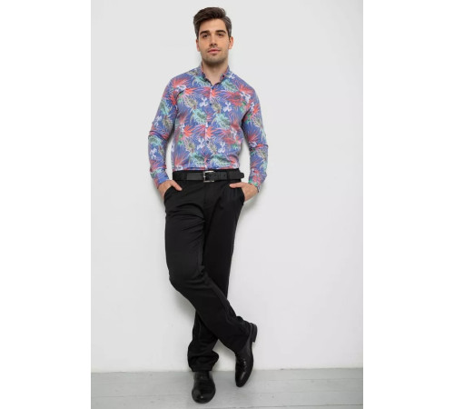 Рубашка мужская с принтом 214R1038, цвет джинс, 214R3220