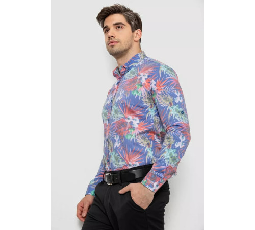 Рубашка мужская с принтом 214R1038, цвет джинс, 214R3220