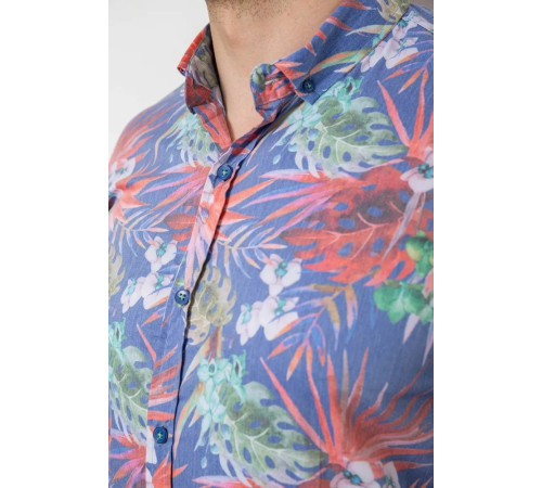 Рубашка мужская с принтом 214R1038, цвет джинс, 214R3220