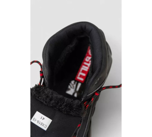 Кроссовки мужские зимние на меху, цвет черно-красный, 248RCX619