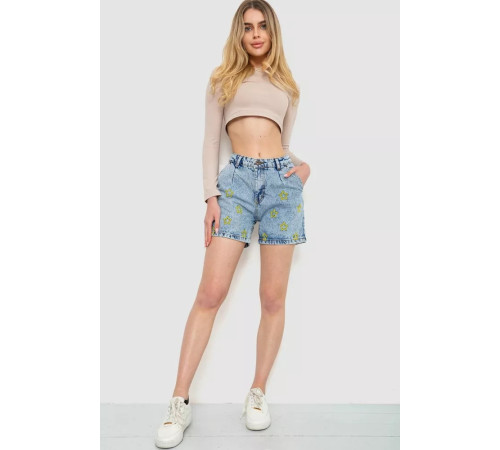 Шорти джинсові жіночі, колір блакитний, 244R0504
