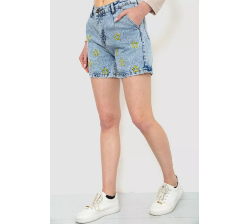Шорти джинсові жіночі, колір блакитний, 244R0504