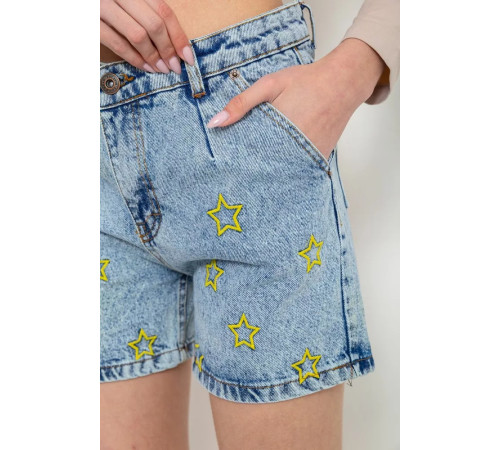 Шорти джинсові жіночі, колір блакитний, 244R0504
