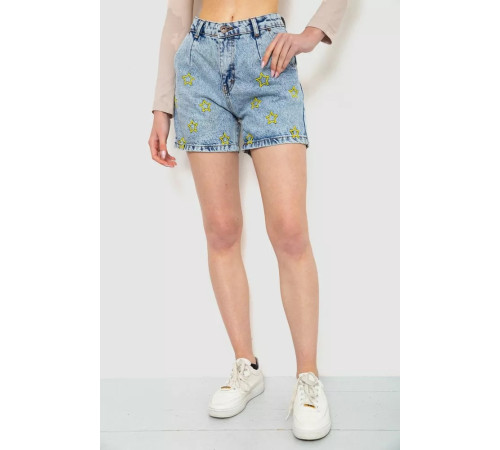 Шорти джинсові жіночі, колір блакитний, 244R0504