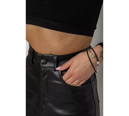 Спідниця жіноча екошкіра, колір чорний, 182R2192