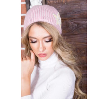 Женская шапка, пудрового цвета с декором, 167R008