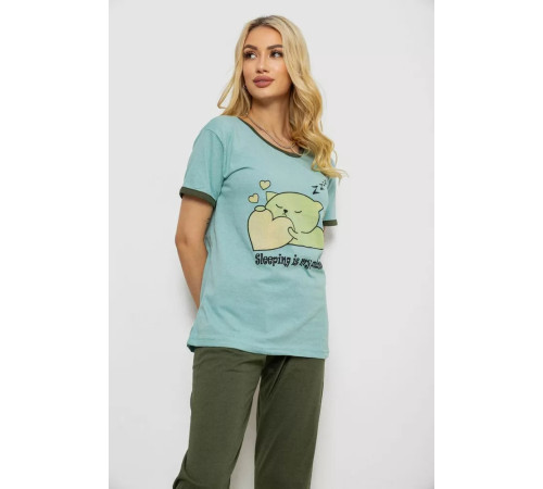 Пижама женская с принтом, цвет оливковый, 243R30030.