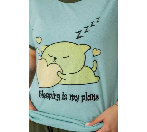 Пижама женская с принтом, цвет оливковый, 243R30030.