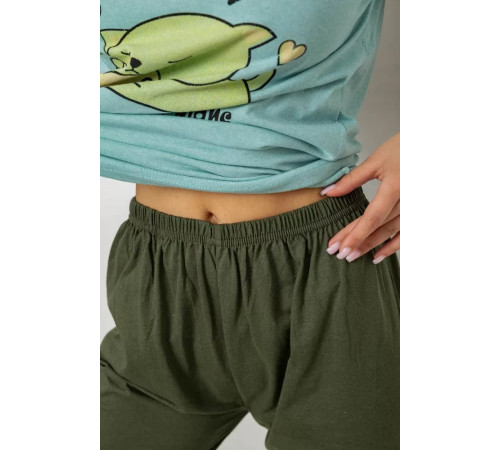 Пижама женская с принтом, цвет оливковый, 243R30030.