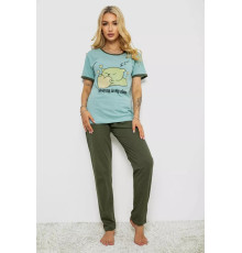 Піжама жіноча з принтом, колір оливковий, 243R30030