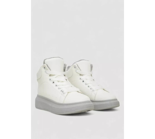 Кроссовки женские зимние на меху, цвет бело-серый, 248RA2254