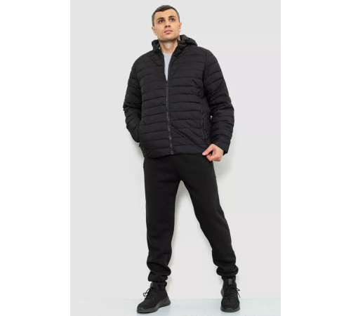Куртка чоловіча демісезонна з капюшоном, колір чорний, 214R8891