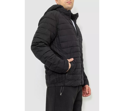 Куртка чоловіча демісезонна з капюшоном, колір чорний, 214R8891