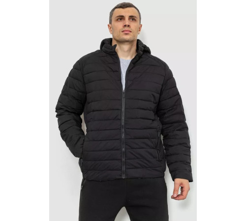 Куртка чоловіча демісезонна з капюшоном, колір чорний, 214R8891