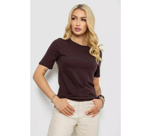 Женская футболка с принтом, цвет шоколадный, 241R130