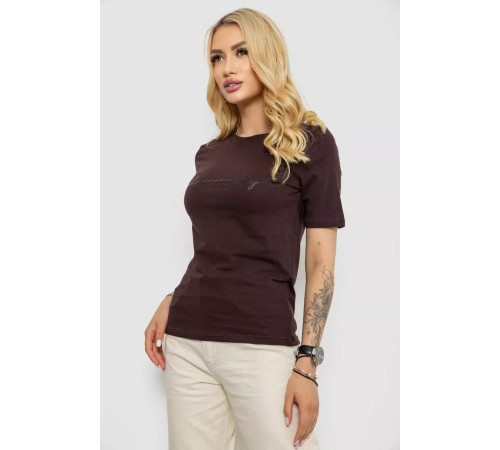 Женская футболка с принтом, цвет шоколадный, 241R130