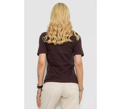 Женская футболка с принтом, цвет шоколадный, 241R130