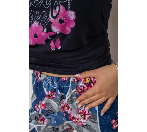 Женская пижама с принтом, цвет темно-синий, 243R3050