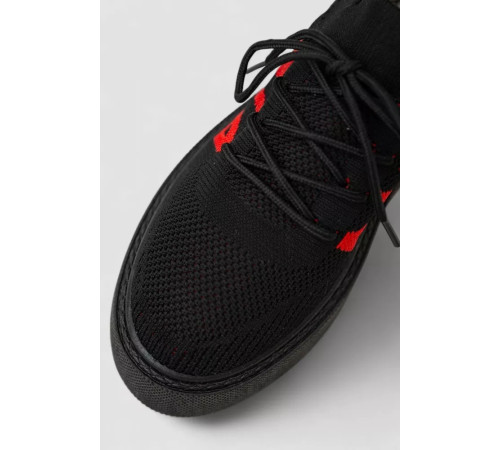 Кроссовки женские текстиль, цвет черно-красный, 243R2023-33