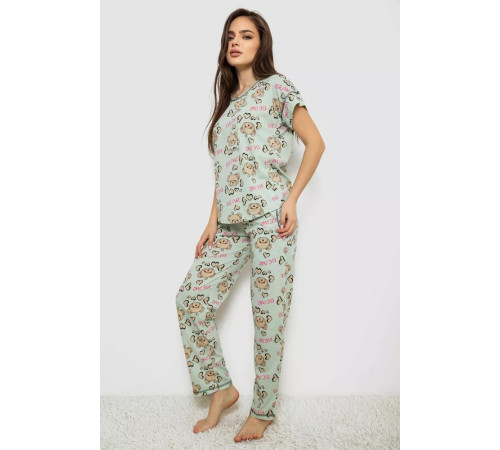 Женская пижама с принтом, цвет мятный, 243R6018