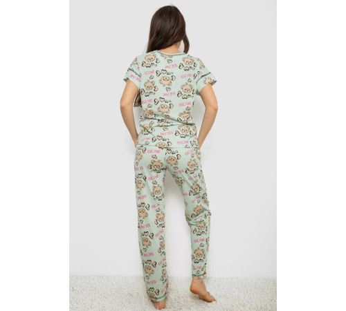 Женская пижама с принтом, цвет мятный, 243R6018