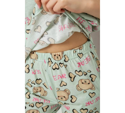 Женская пижама с принтом, цвет мятный, 243R6018